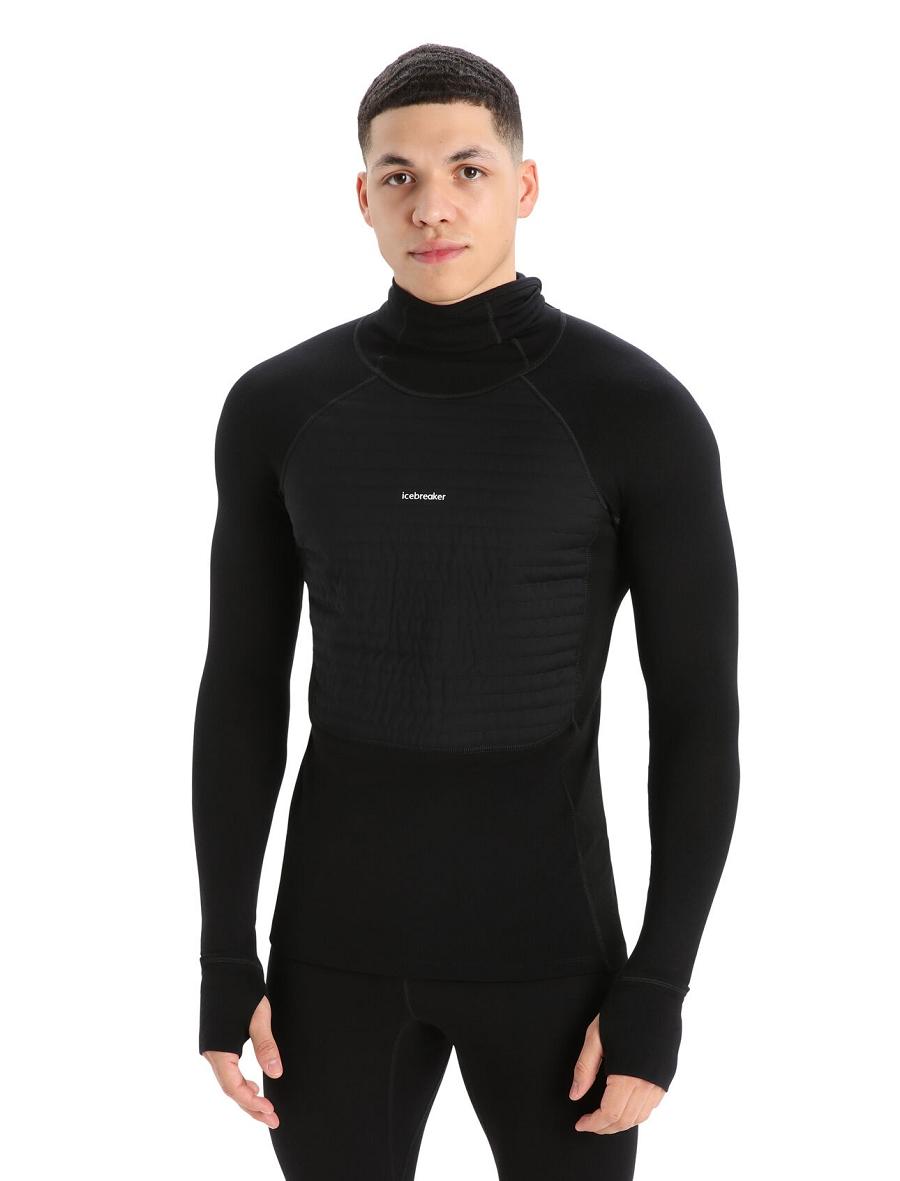 Black Icebreaker ZoneKnit™ Merino Insulated Long Sleeve Hoodie Men\'s Base Layers | AU 1330SGLO